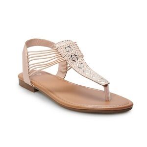SO Blush Sandals with Rhinestone Detail